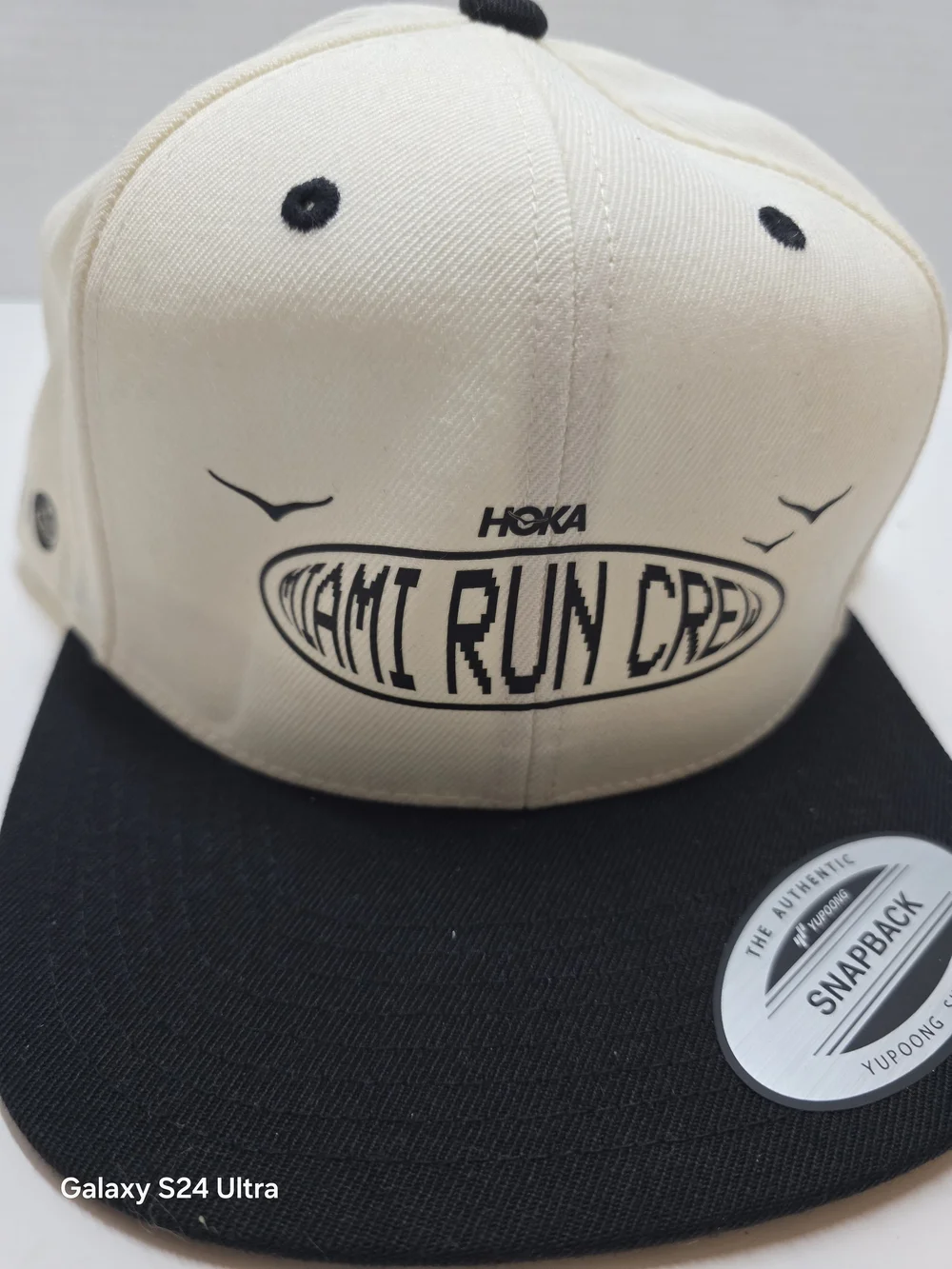 HOKA Cream and Black Snapback Hat - Miami Run Crew